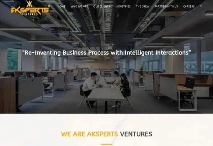 Screenshot of the Aksperts Ventures website
