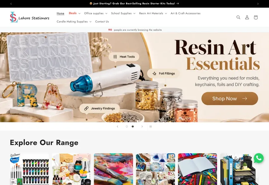 Screenshot of the Lahore Stationers website